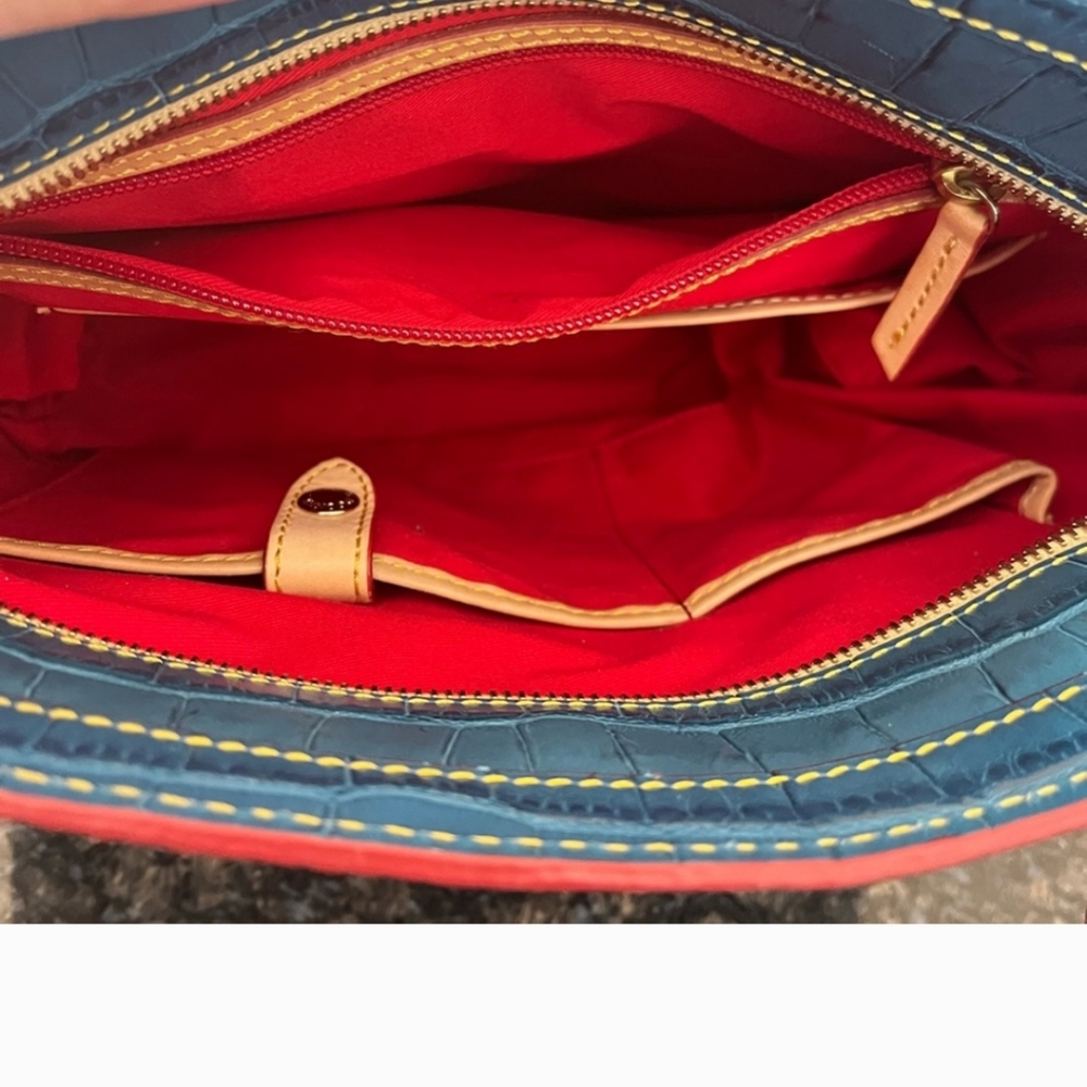 Dooney & Bourke Marine Blue Lexington Croc embossed with dust bag! EUC - Picture 3 of 7